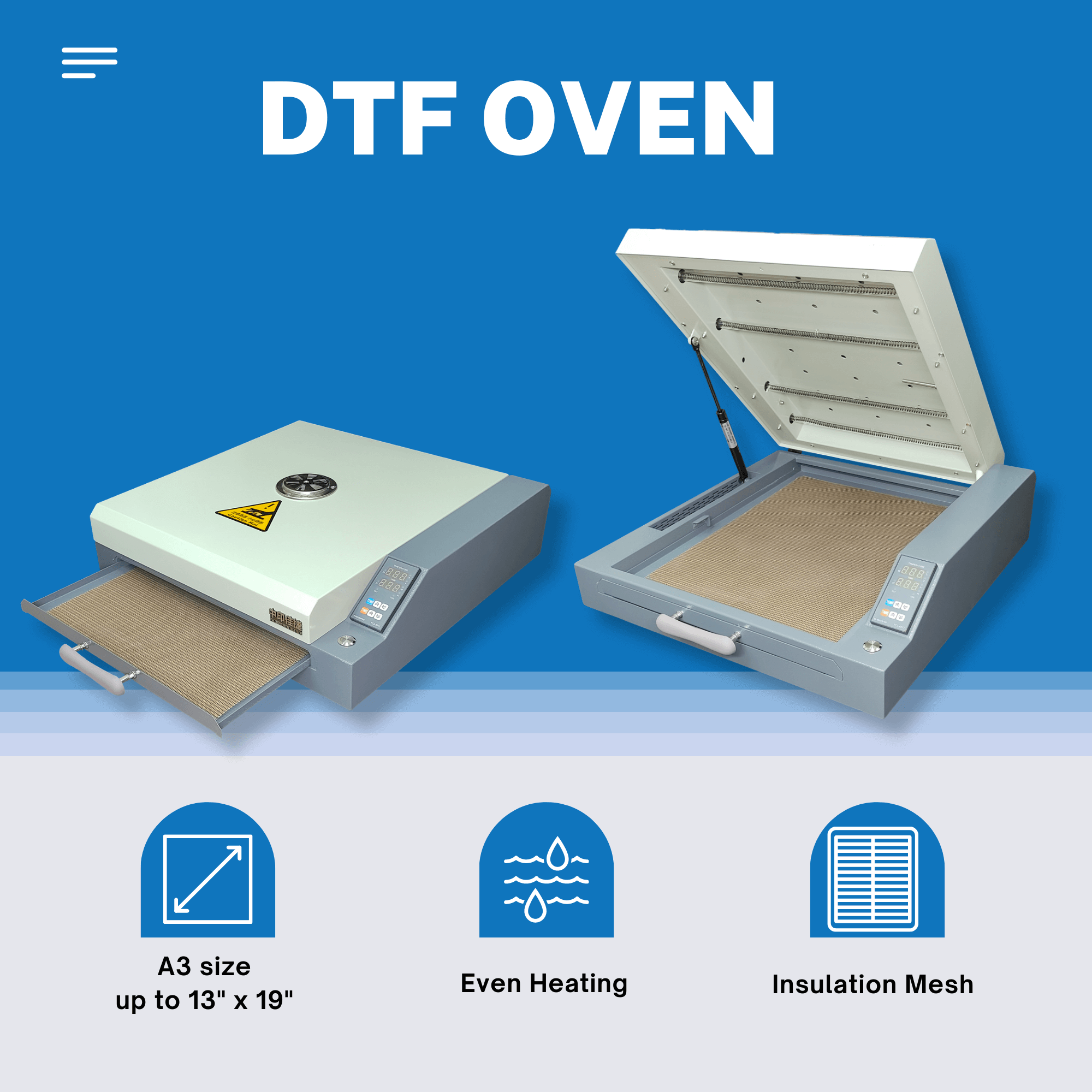 Fast Drying DTF Oven Hot Melt Powder Curing Tool A4/A3/A3+ PET Film Heater  Oven ✓Space-Saving ✓Heating evenly ✓Temperature control,more convenient, By I-Transfer Hoopier Huang