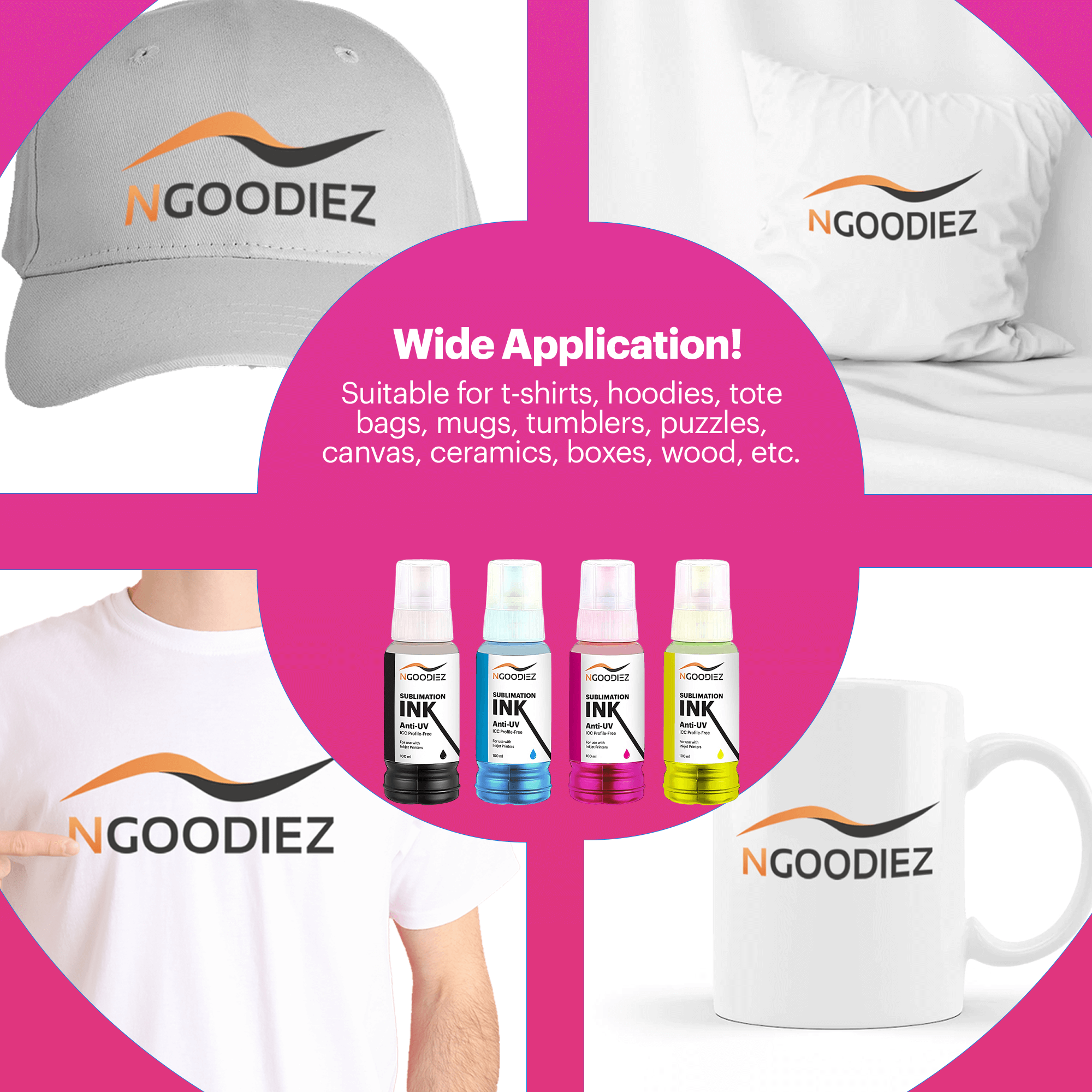  NGOODIEZ Sublimation Paper for Cotton Polyester T Shirt Fabric,  Mugs, Wood, Canvas, & More, Paper for Printer Compatible w/Any Inkjet  Printer w/Sublimation Ink, 100 A4 Sublimation Paper 8.5 x 11 
