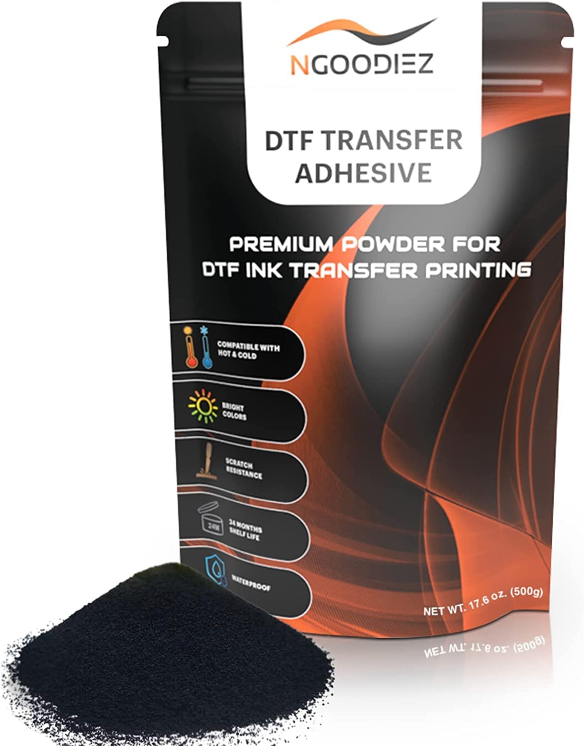TPU DTF Powder, Digital Transfer Hot Melt Adhesive Powder Anti-sublimation  Black