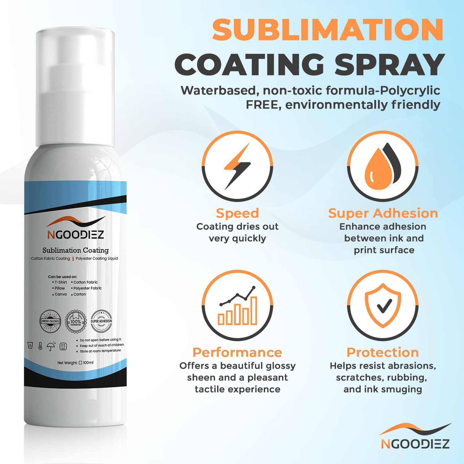 Sublimation Spray for 100% Cotton Shirts with 2 Nozzles, 100ml Upgraded Formula Sublimation Coating Spray for All Fabric,High Gloss,Quick Drying and
