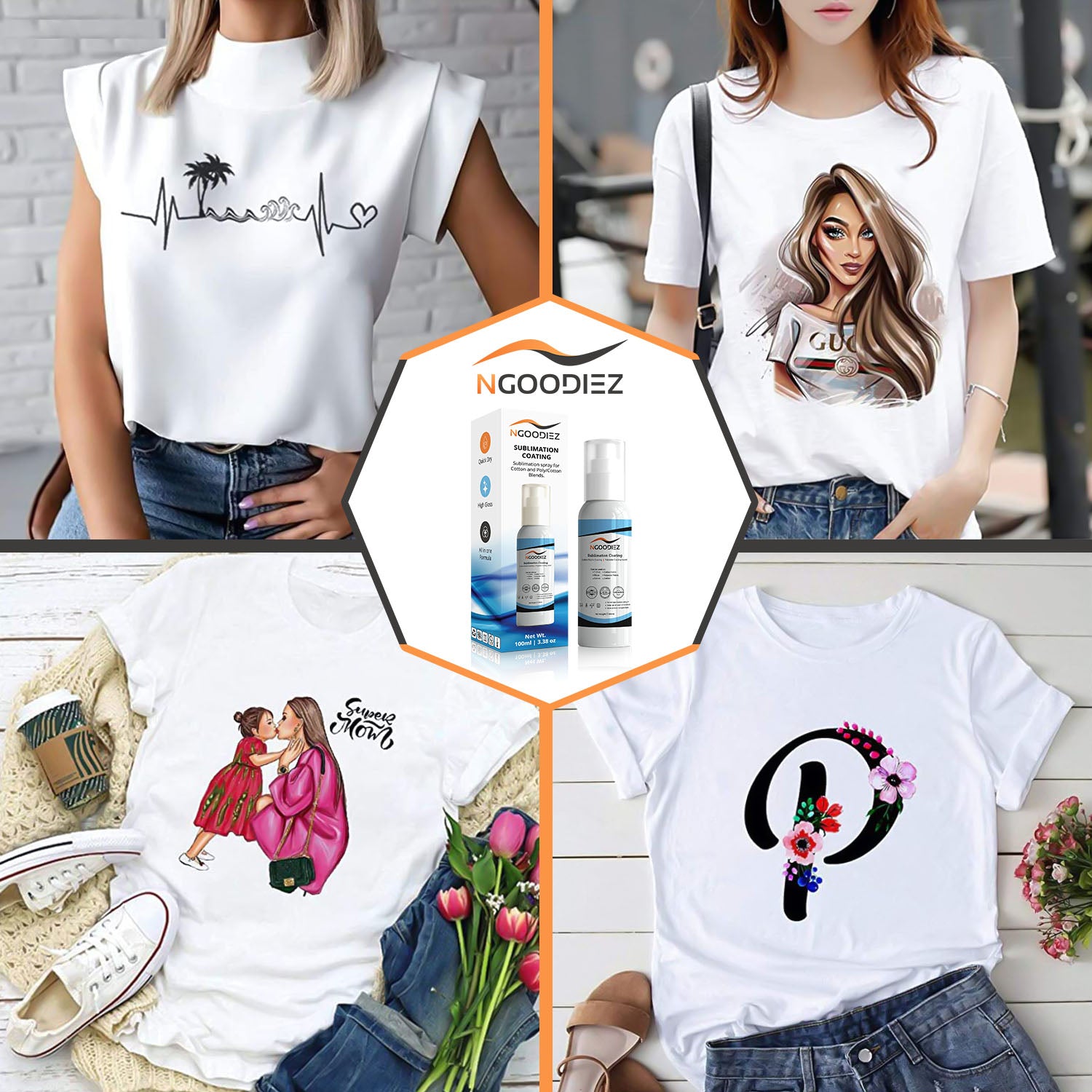 NGOODIEZ Sublimation Coating Spray for All Fabric, Including 100% Cotton,  Polyester, T-shirts, Canva Coating Liquid- Quick Dry Formula, High Gloss  Finished, 1 Step Process, Super Adhesion, 100ml - Yahoo Shopping