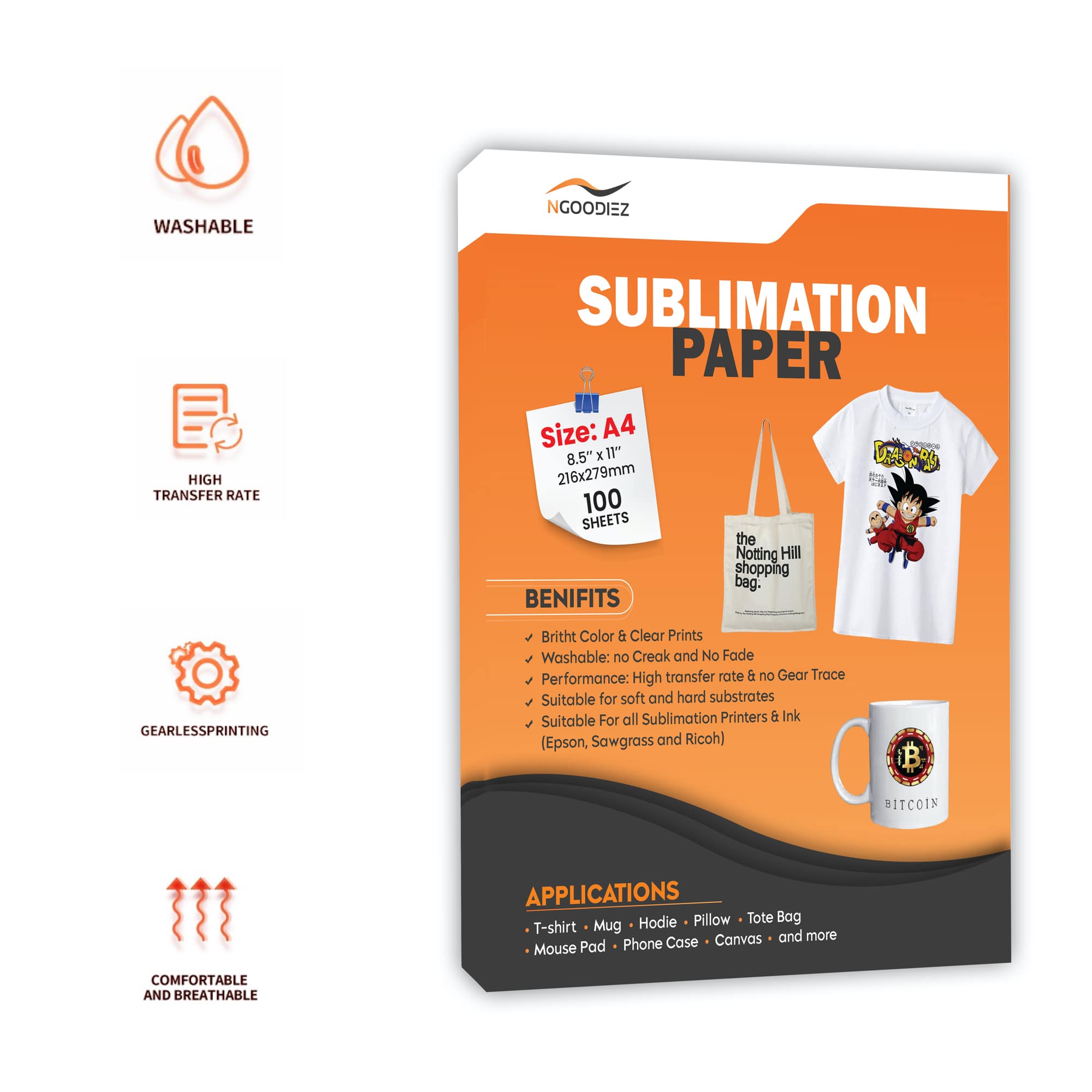 NGOODIEZ 100 A4 Sublimation Paper 8.5 x 11 for All Malaysia