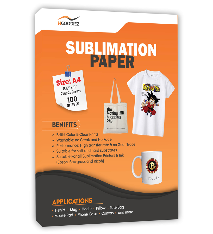 Sublimation Transfer Paper 8.5 x 11 for Epson printers, 100 sheets, sublimation  paper, sublimation transfer paper